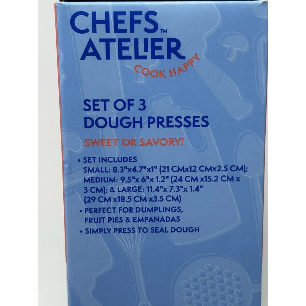 Chefs Atelier 3 Piece Red, Blue & Green Multi-Size Dough Press Set Sweet/ Savory